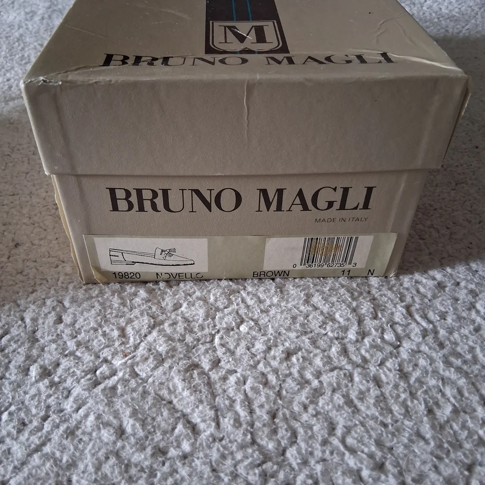 New Bruno Magli Men's Brown Novella Leather Loafers Made In Italy